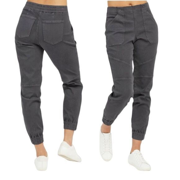 Spanx Cargo Utility Twill High Rise Stretch Pull On Tapered Washed Black S NWT